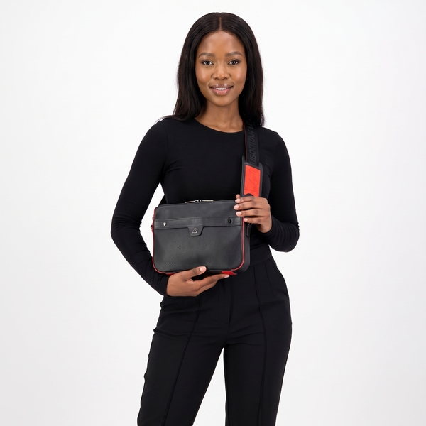 Leather/Rubber Ruisbuddy Crossbody Bag Black
