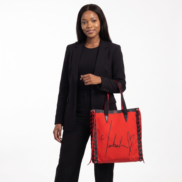 Canvas Cabalace Tote Red/Black