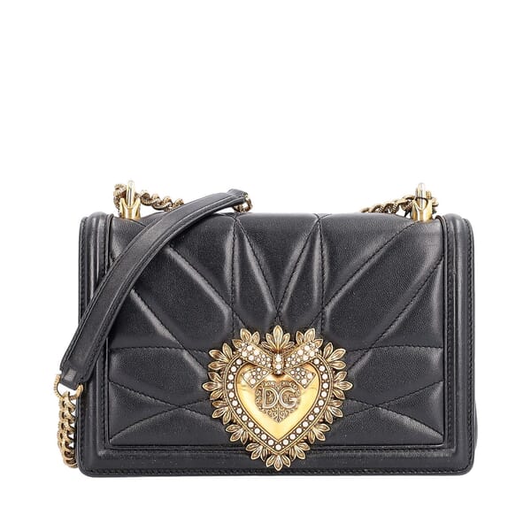 Leather Quilted Devotion Medium Shoulder Bag Black