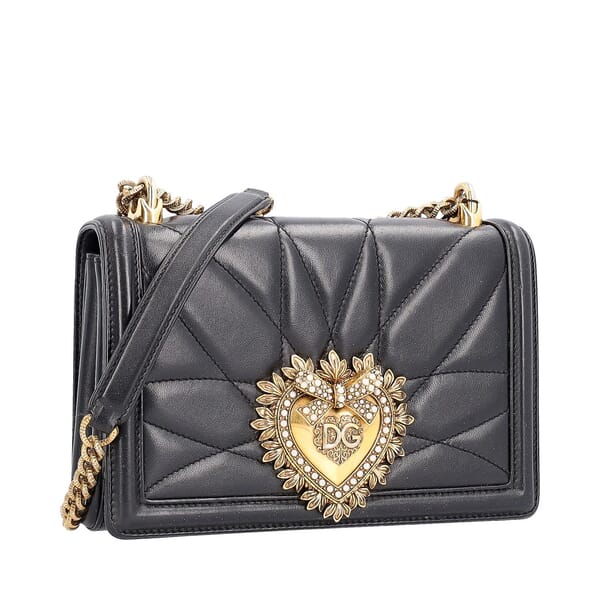 Leather Quilted Devotion Medium Shoulder Bag Black