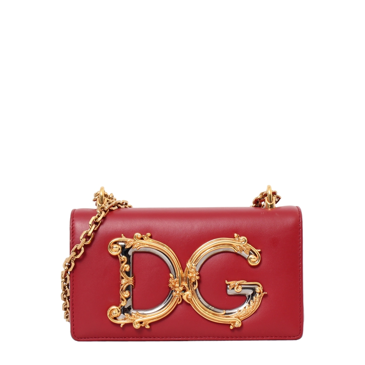 DOLCE & GABBANA Leather DG Girls Mini Shoulder Bag Red | Luxity