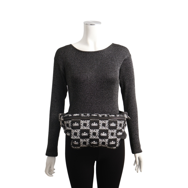 Nylon D&G Crown Printed Belt Bag Black