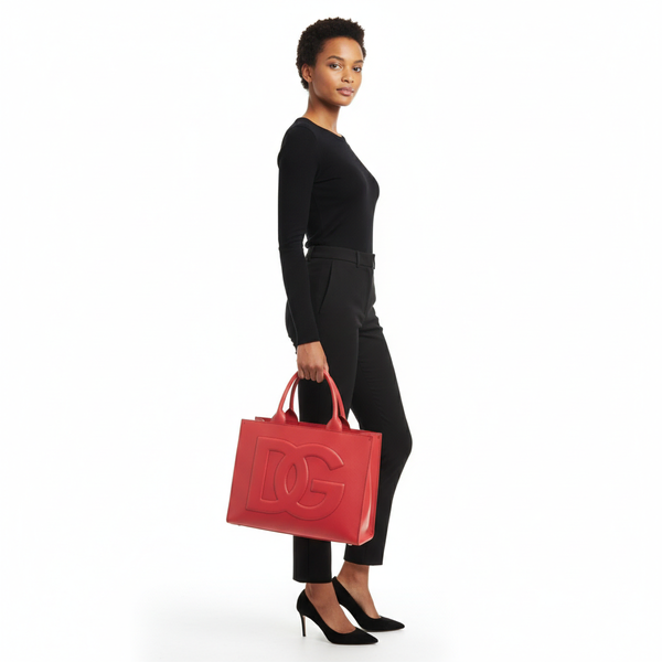Leather DG Daily Shopper Tote Pink