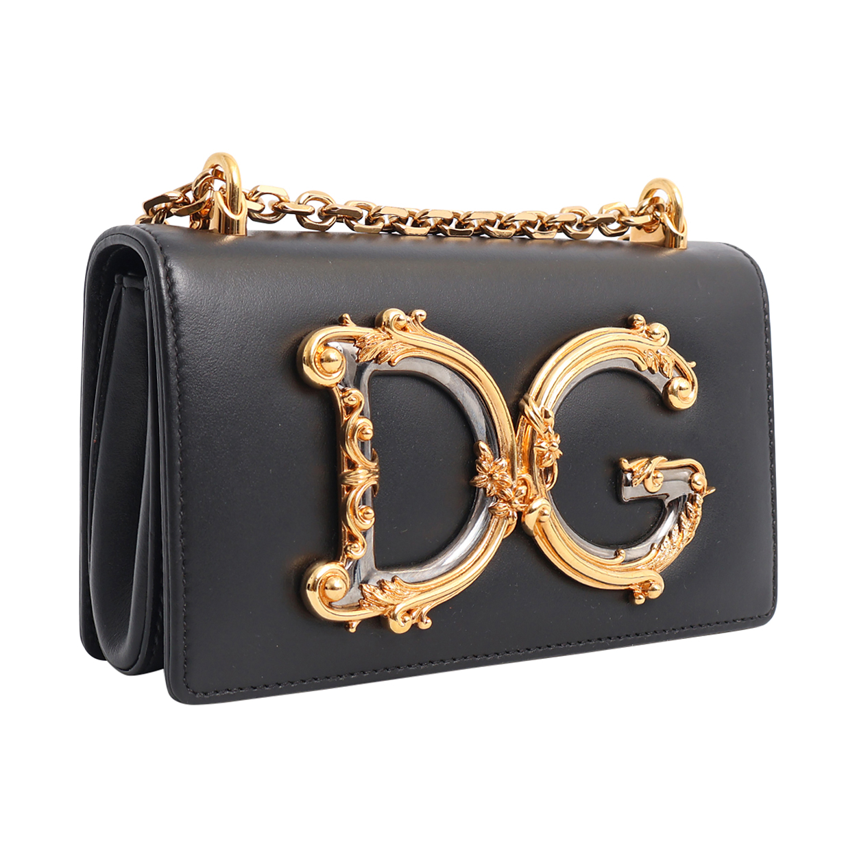 DOLCE & GABBANA Leather DG Girls Small Shoulder Bag Black | Luxity