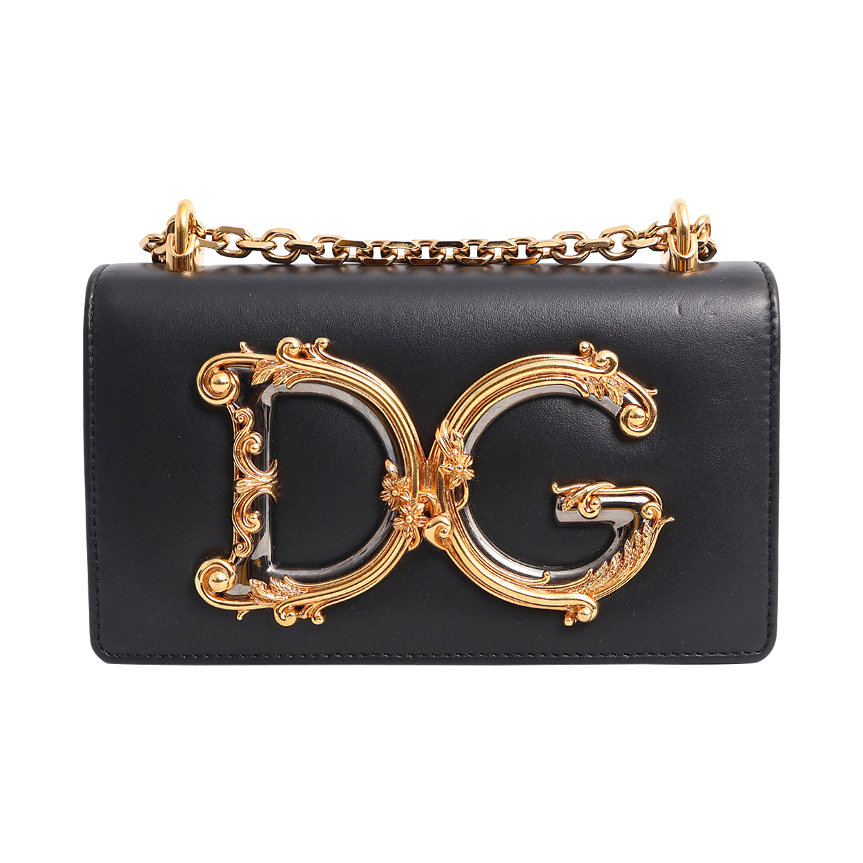 DOLCE & GABBANA Leather DG Girls Small Shoulder Bag Black | Luxity