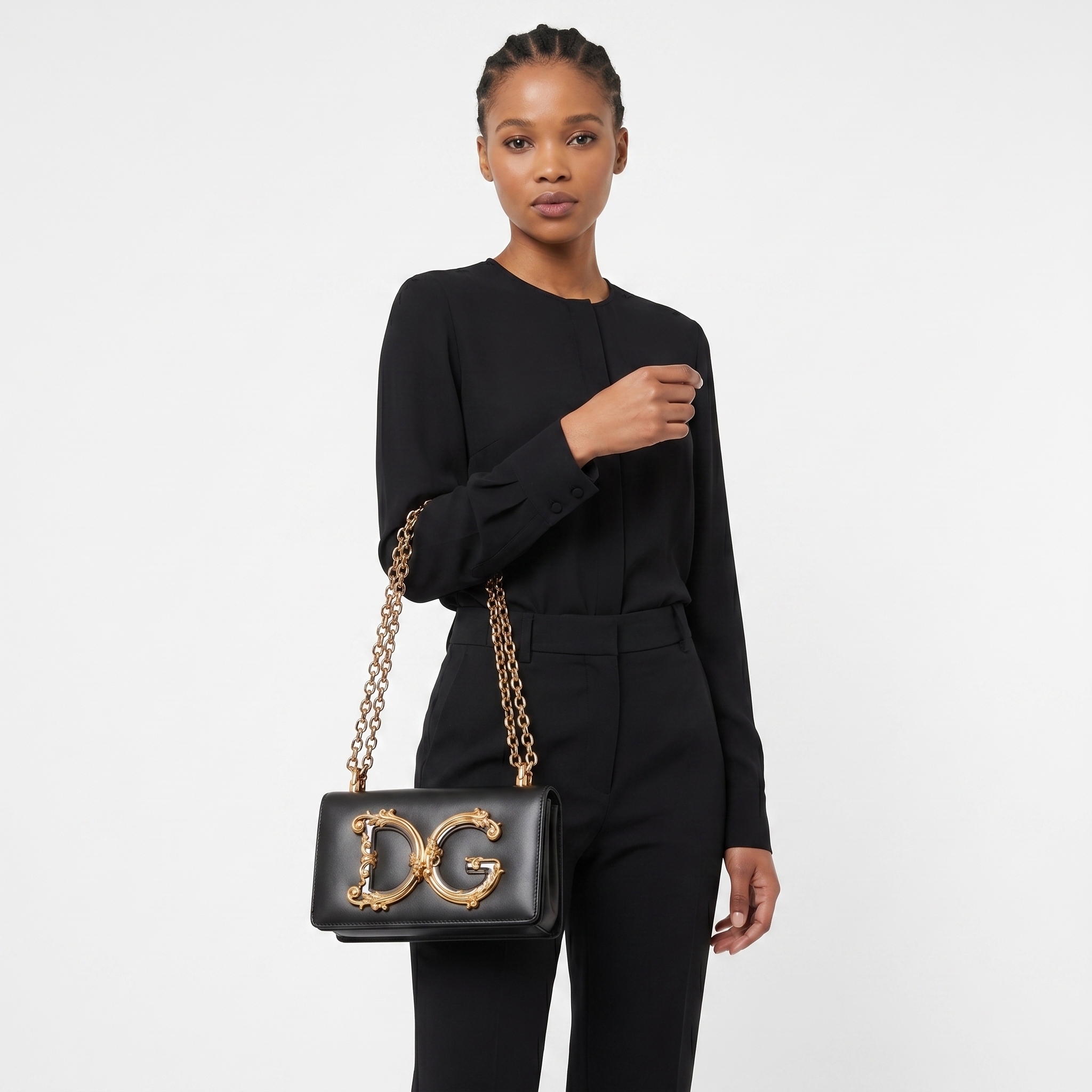 DOLCE & GABBANA Leather DG Girls Small Shoulder Bag Black | Luxity