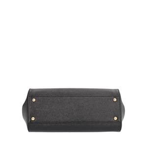 Leather Large Sicily Shoulder Bag Black, view 6