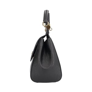 Leather Large Sicily Shoulder Bag Black, view 4