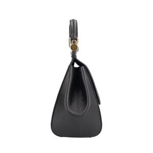 Leather Large Sicily Shoulder Bag Black, view 5