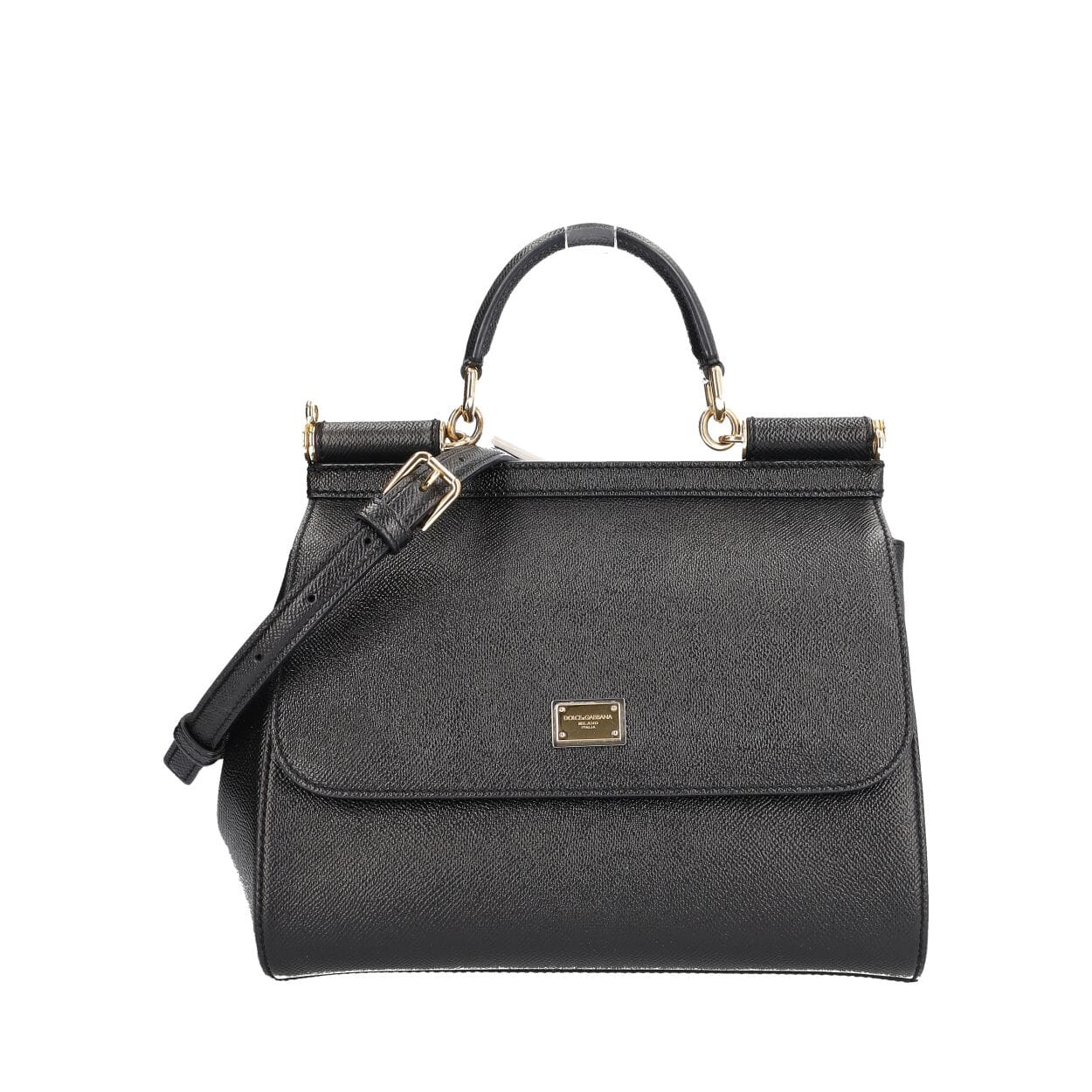 Leather Large Sicily Shoulder Bag Black
