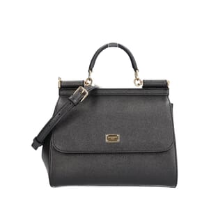 Leather Large Sicily Shoulder Bag Black