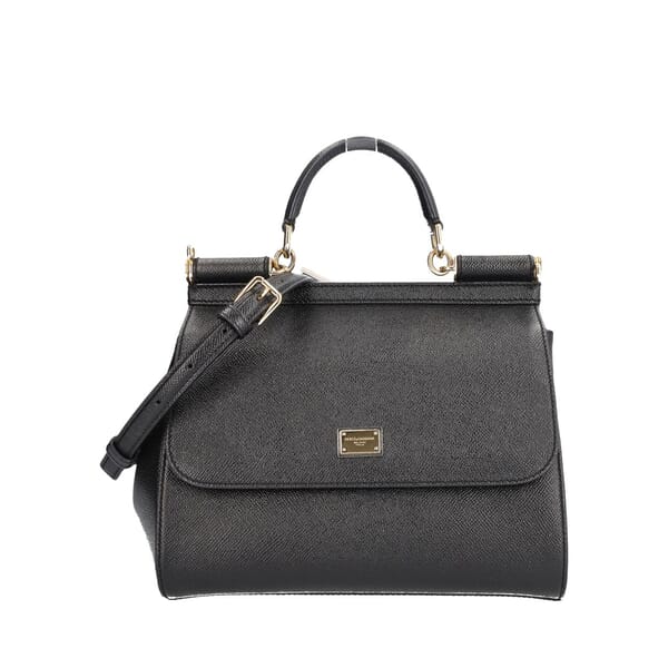Leather Large Sicily Shoulder Bag Black