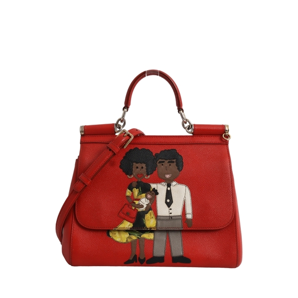Leather Miss Sicily Family Medium Bag Red