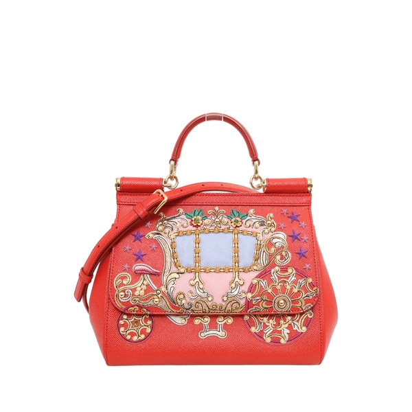 Leather Medium Embellished Sicily Bag Red