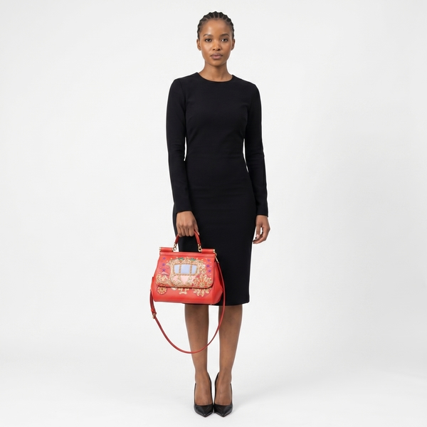 Leather Medium Embellished Sicily Bag Red