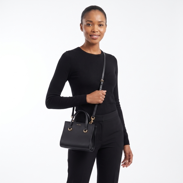 Leather Mini Tote Black