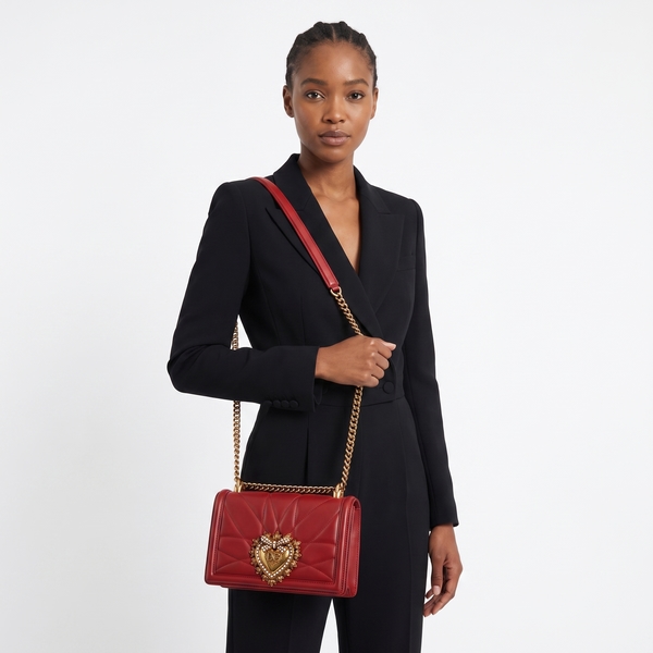 Leather Devotion Medium Shoulder Bag Red