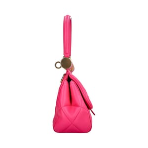 Leather Quilted Miss Sicily Medium Top Handle Bag Fuchsia, view 5