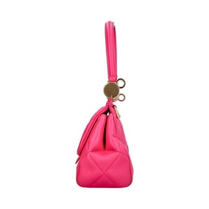 Leather Quilted Miss Sicily Medium Top Handle Bag Fuchsia, view 6