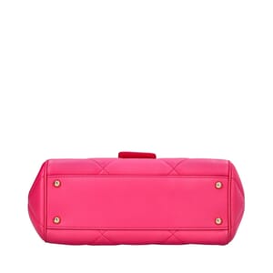 Leather Quilted Miss Sicily Medium Top Handle Bag Fuchsia, view 7