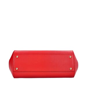 Leather Sicily Large Top Handle Bag Red, view 7