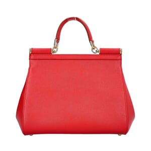Leather Sicily Large Top Handle Bag Red, view 3