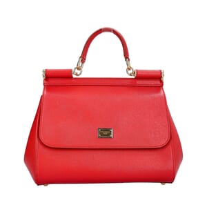 Leather Sicily Large Top Handle Bag Red, view 4