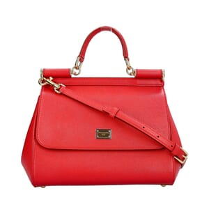 Leather Sicily Large Top Handle Bag Red