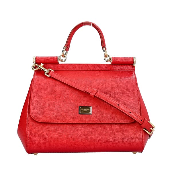 Leather Sicily Large Top Handle Bag Red
