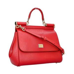 Leather Sicily Large Top Handle Bag Red, view 2