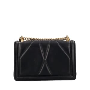 Leather Quilted Devotion Medium Shoulder Bag Black, view 3