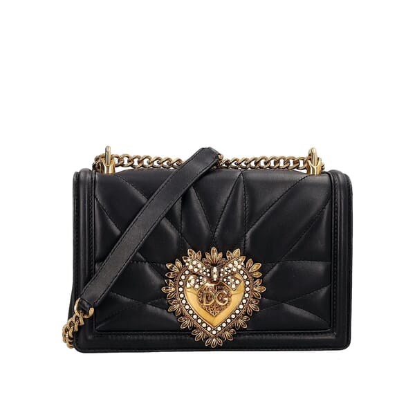Leather Quilted Devotion Medium Shoulder Bag Black