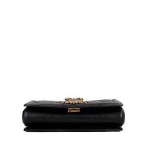 Leather Quilted Devotion Medium Shoulder Bag Black, view 7