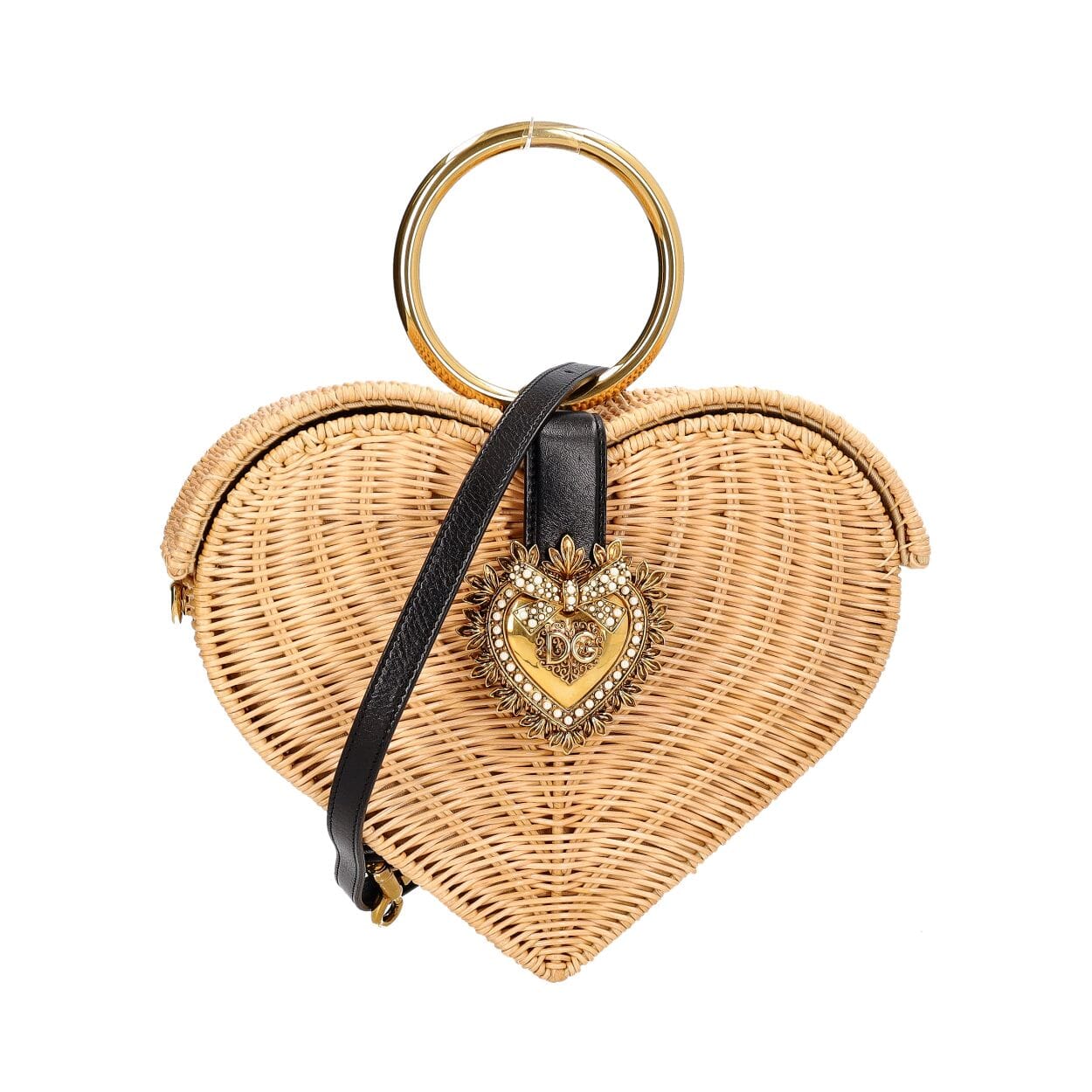 Woven Wicker Heart Devotion Shoulder Bag Natural