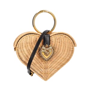 Woven Wicker Heart Devotion Shoulder Bag Natural