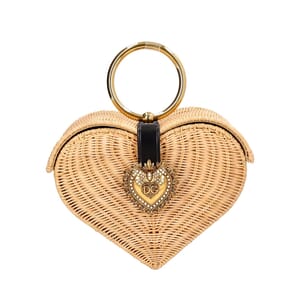 Woven Wicker Heart Devotion Shoulder Bag Natural, view 3