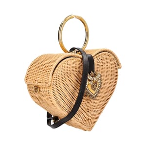 Woven Wicker Heart Devotion Shoulder Bag Natural, view 2