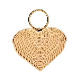 Woven Wicker Heart Devotion Shoulder Bag Natural, view 4