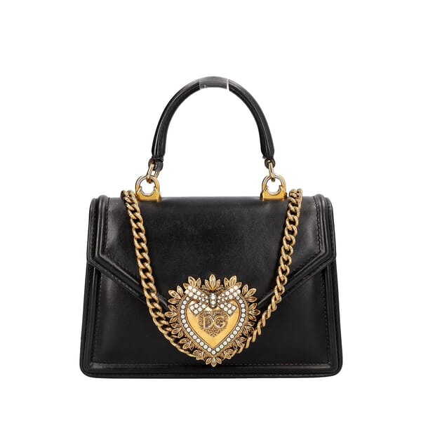 Leather Small Devotion Top Handle Bag Black