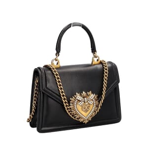 Leather Small Devotion Top Handle Bag Black, view 3