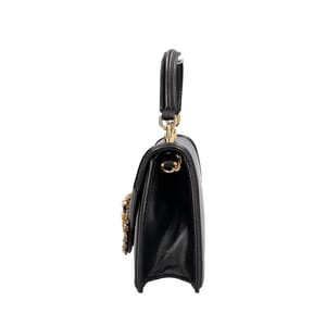 Leather Small Devotion Top Handle Bag Black, view 6