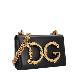Leather DG Girls Shoulder Bag Black, view 2