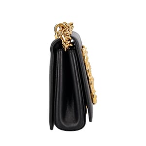 Leather DG Girls Shoulder Bag Black, view 6