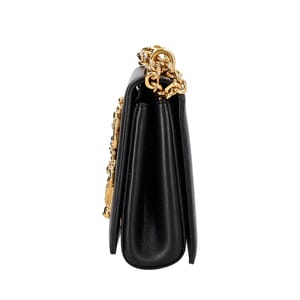 Leather DG Girls Shoulder Bag Black, view 5