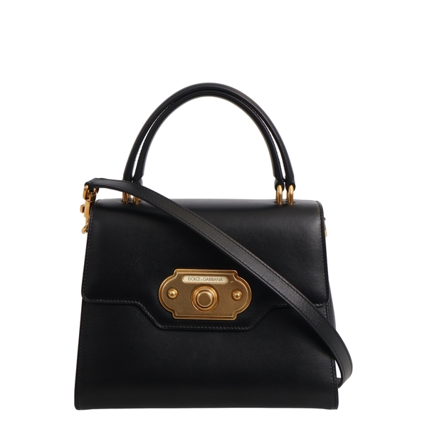 Leather Welcome Top Handle Bag Black