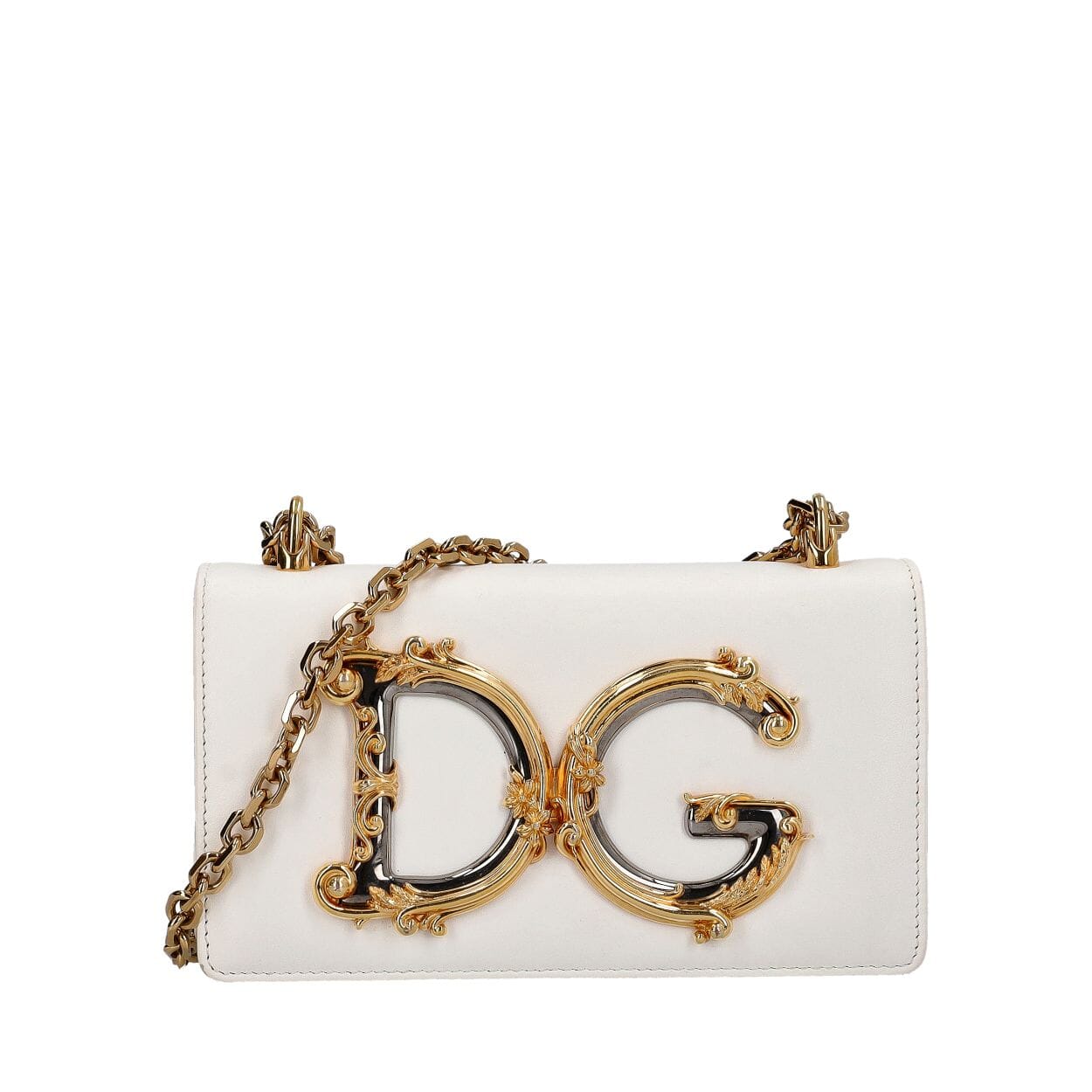 Leather DG Girls Small Shoulder Bag White