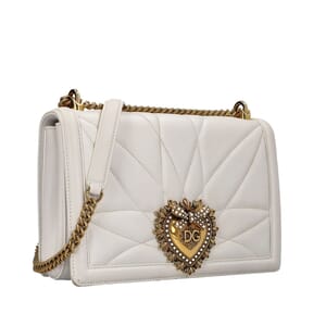 Quilted Leather Devotion Large Shoulder Bag White, view 2