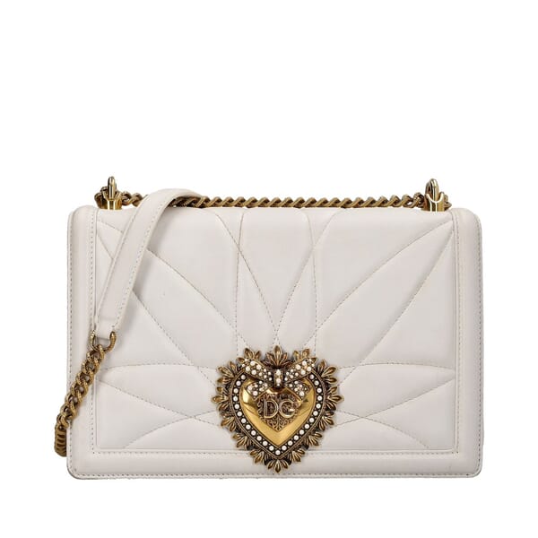 Quilted Leather Devotion Large Shoulder Bag White