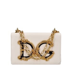 Leather DG Girls Shoulder Bag White