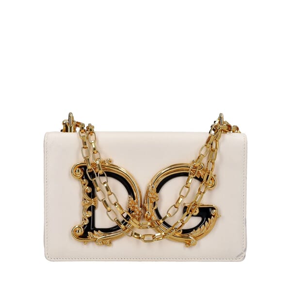 Leather DG Girls Shoulder Bag White